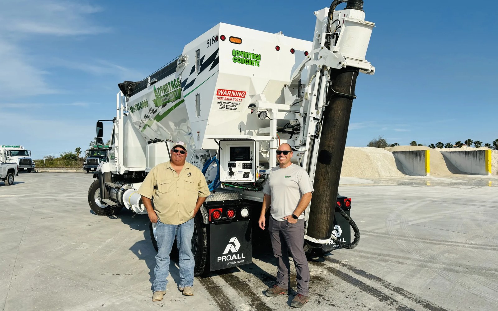 Volumetric concrete mixer working on site